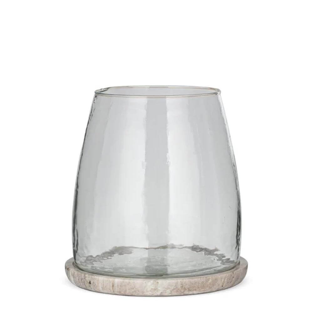 Nkuku Sikkim Marble & Recycled Glass Lantern Clear